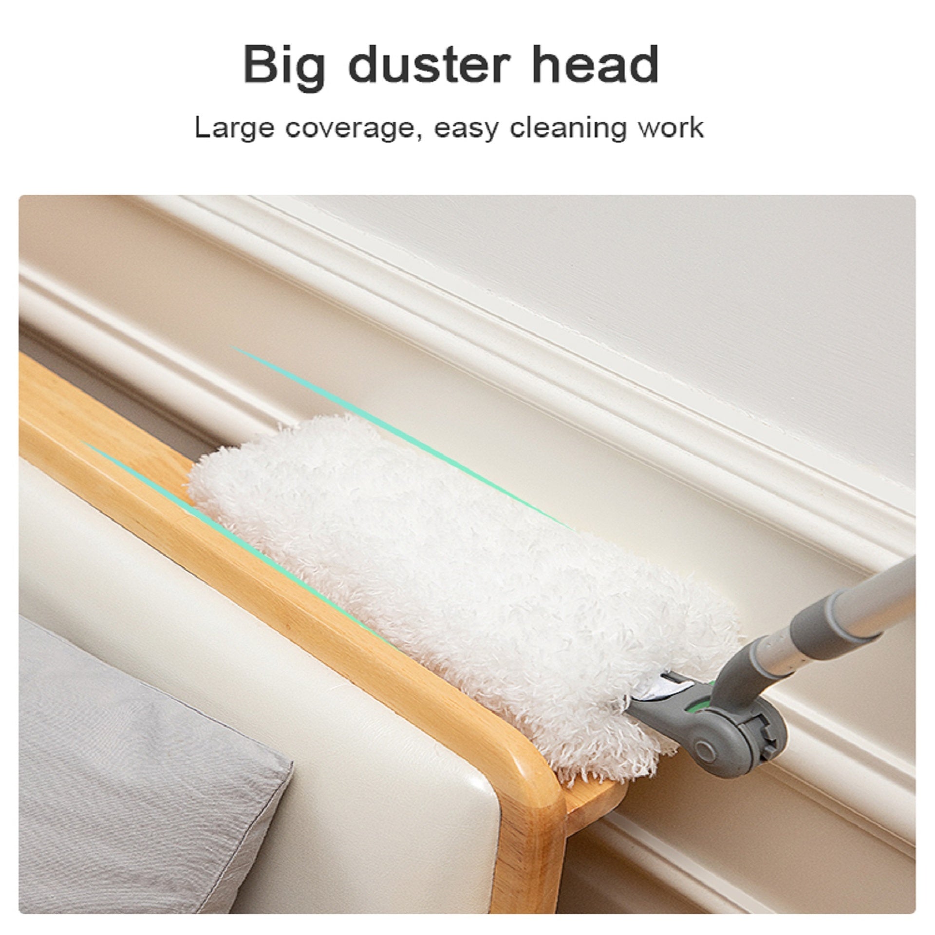 Long handle duster,Dust collector with extension bar,home duster,Easy to use and reusable,white