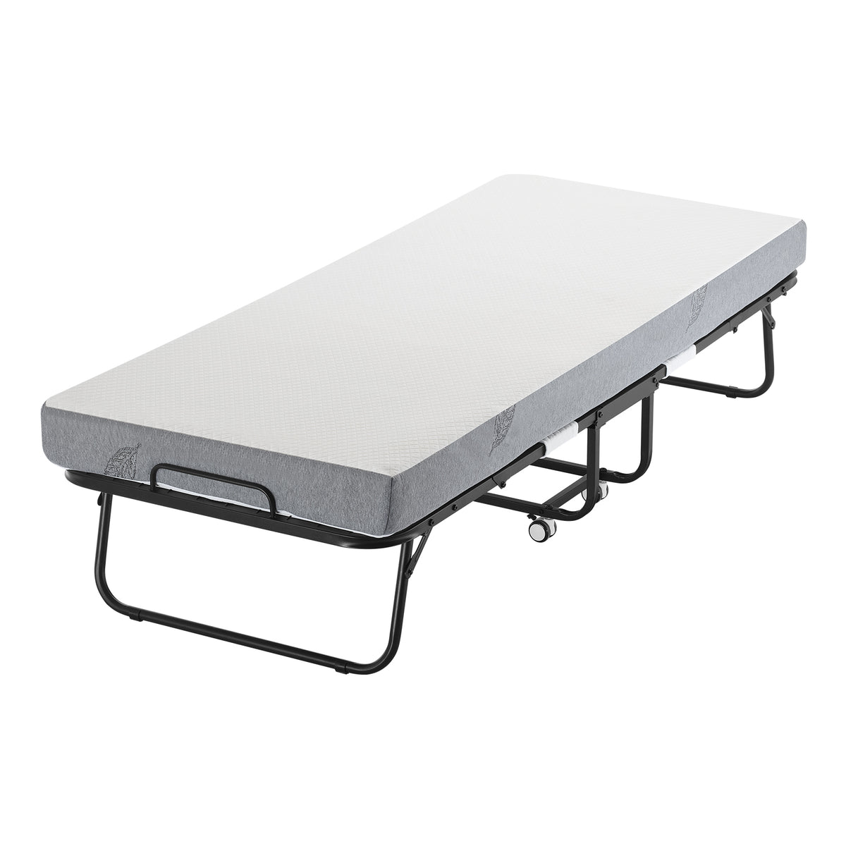31 in x 75 in Folding Bed with 5 in Mattress, Twin Size, Grey, for Adults, Guest