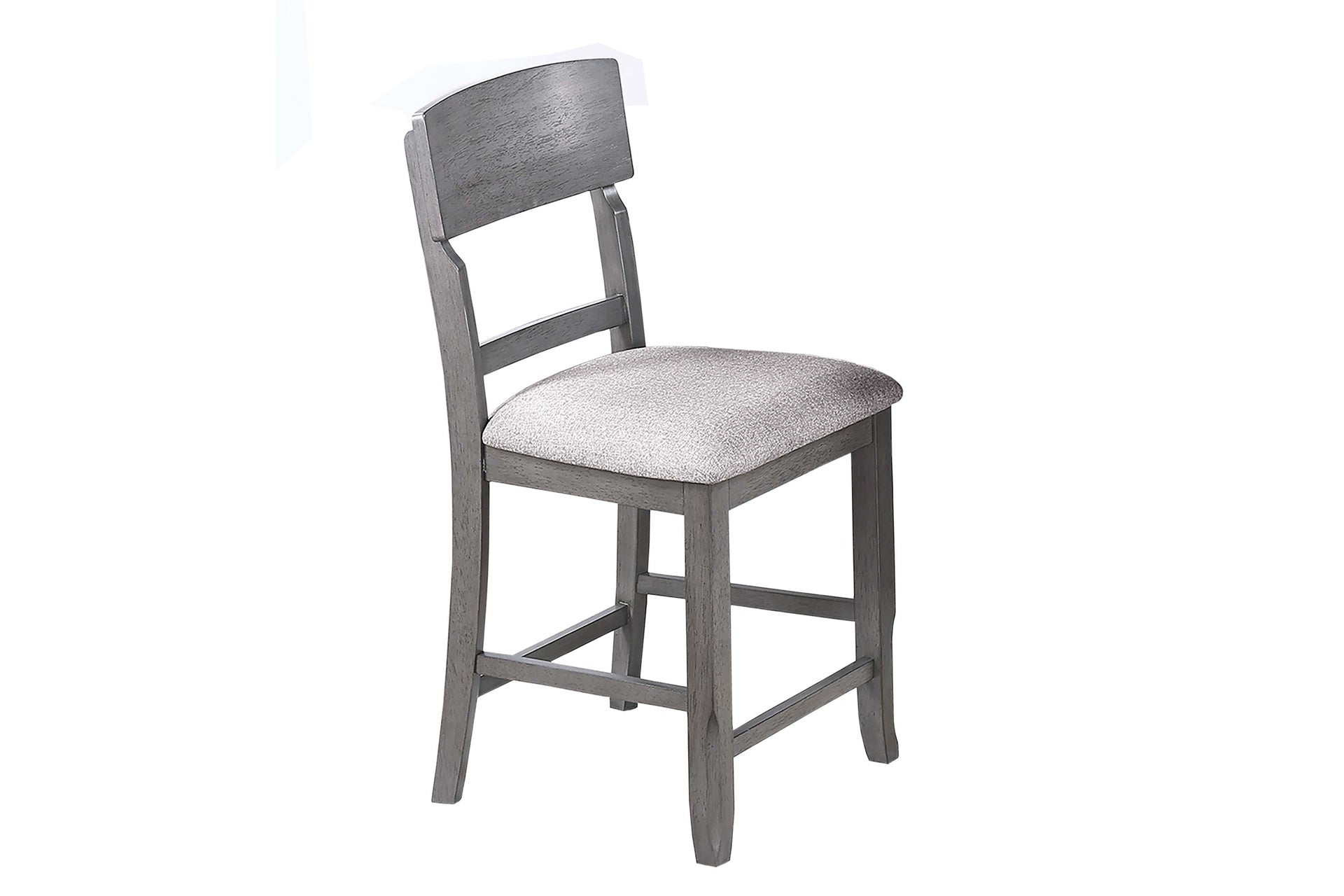 Gray Color High Chairs Modern Ladder Back design Set of 2pc Counter HT. Dining Chairs Fabric Cushion Seat Wooden Dining Room