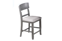 Gray Color High Chairs Modern Ladder Back design Set of 2pc Counter HT. Dining Chairs Fabric Cushion Seat Wooden Dining Room