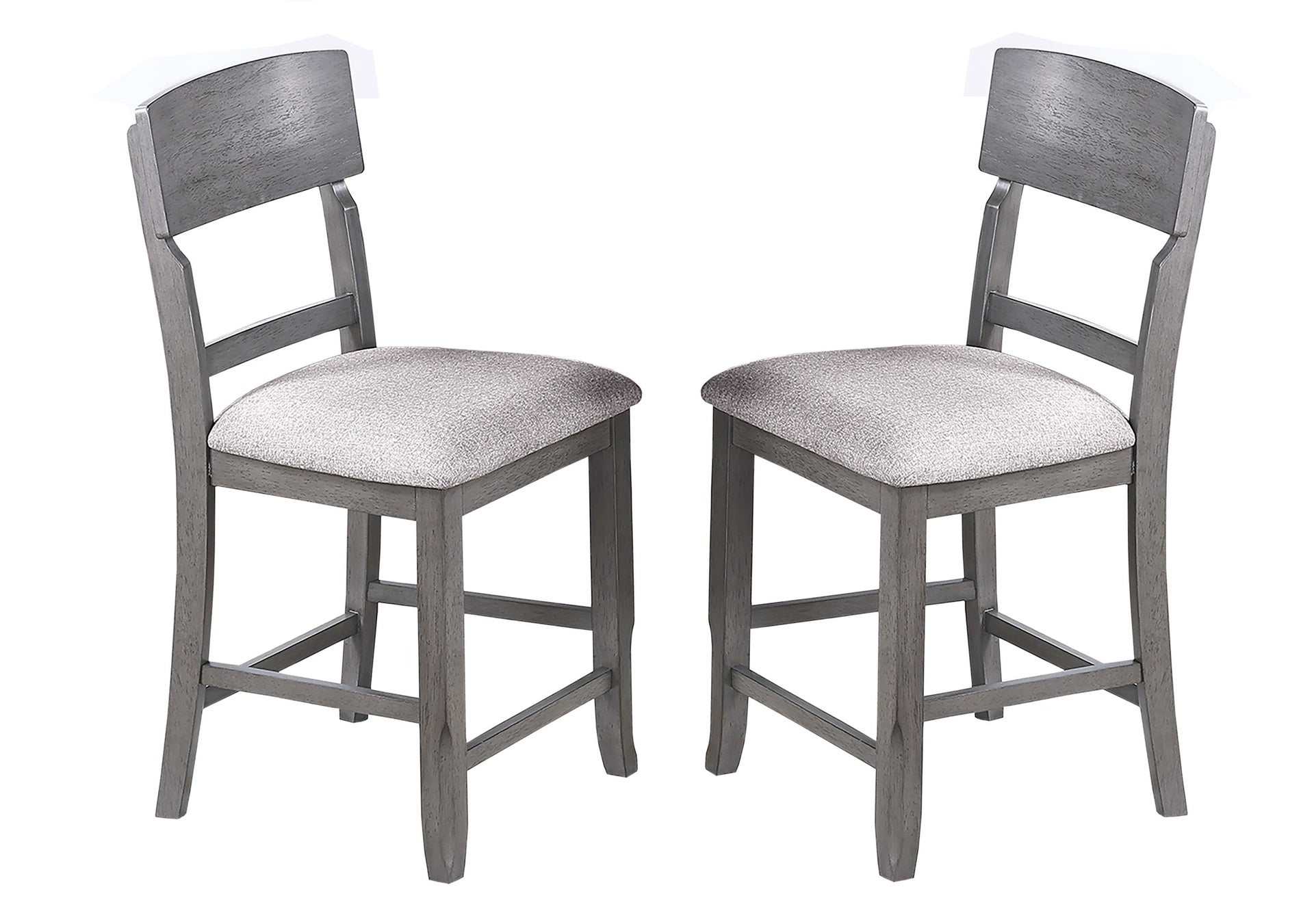Gray Color High Chairs Modern Ladder Back design Set of 2pc Counter HT. Dining Chairs Fabric Cushion Seat Wooden Dining Room