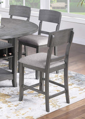 Gray Color High Chairs Modern Ladder Back design Set of 2pc Counter HT. Dining Chairs Fabric Cushion Seat Wooden Dining Room