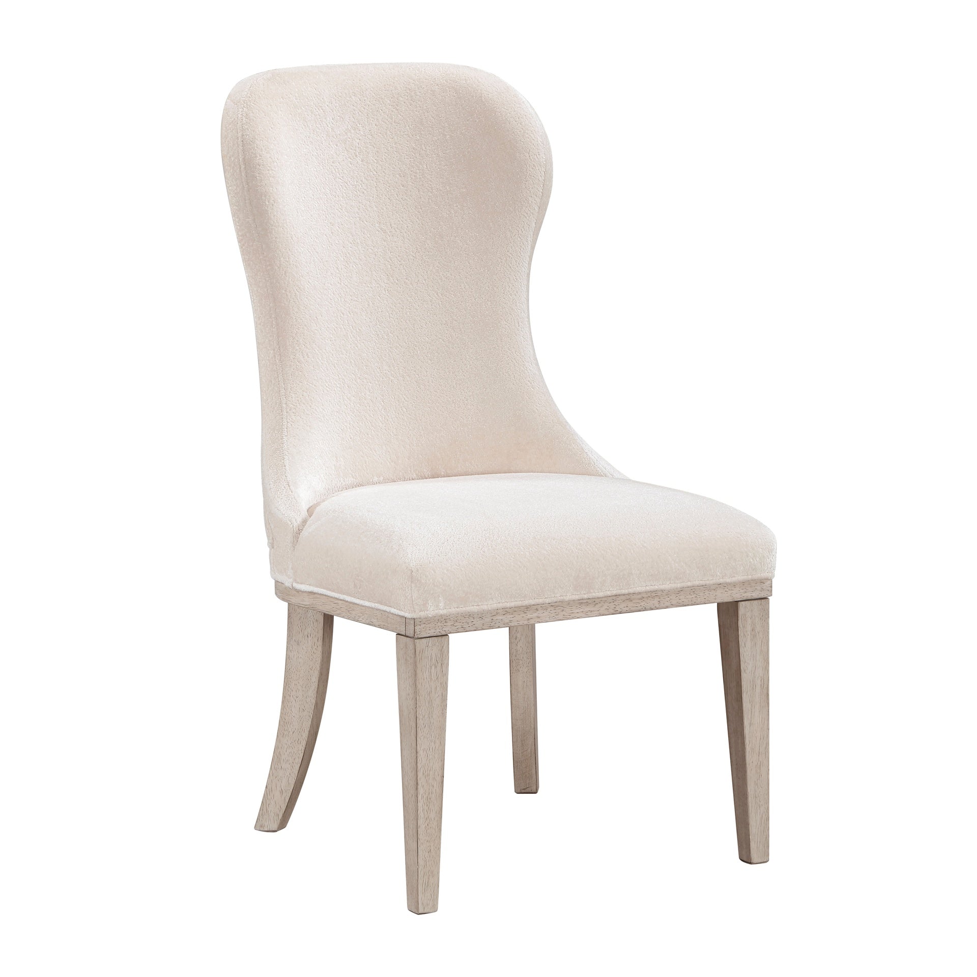 Traditional Elegance Side Chairs Set of 2 Dining Furniture Ivory Fabric Upholstery Durable Cushion Seat Back Classic Design Comfort