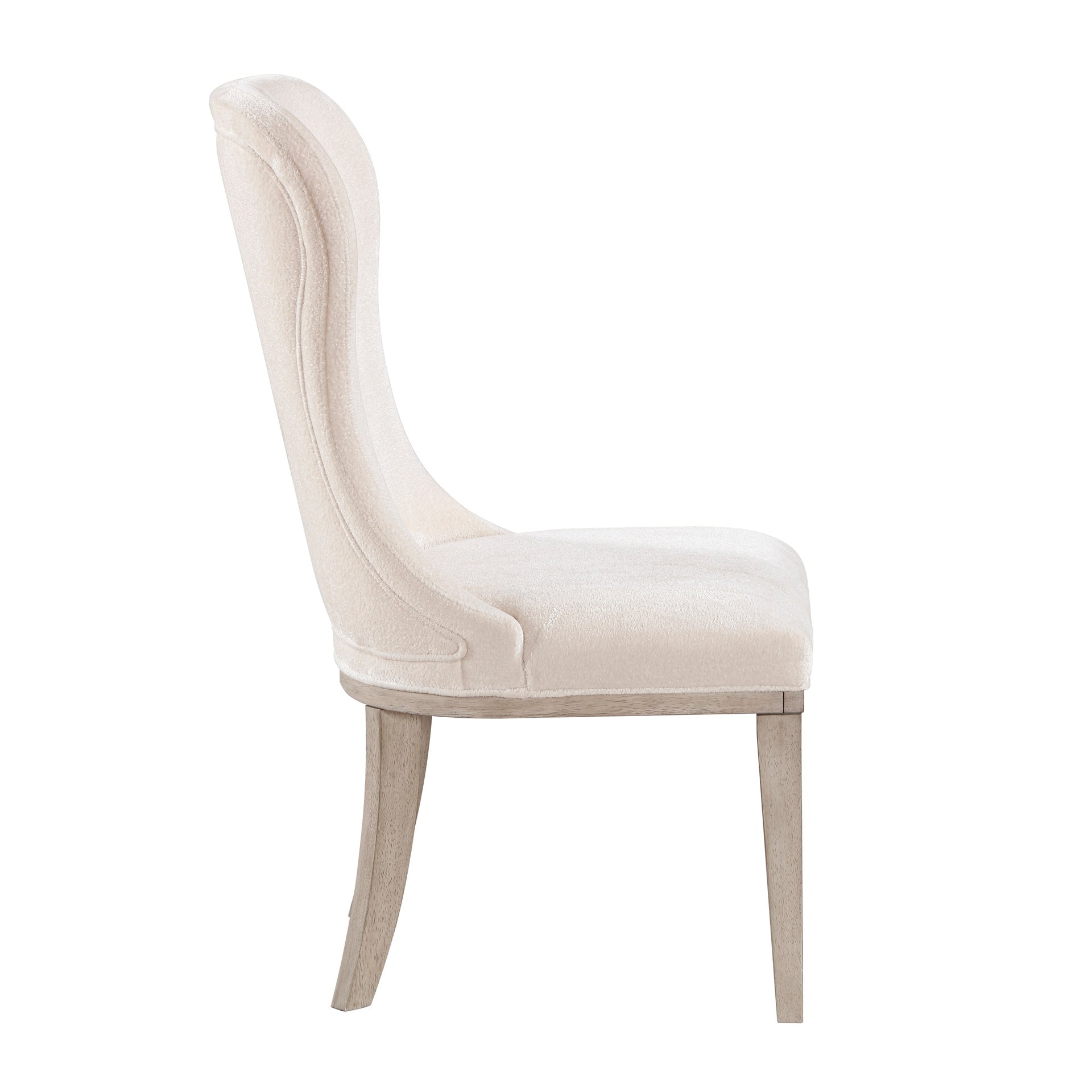 Traditional Elegance Side Chairs Set of 2 Dining Furniture Ivory Fabric Upholstery Durable Cushion Seat Back Classic Design Comfort