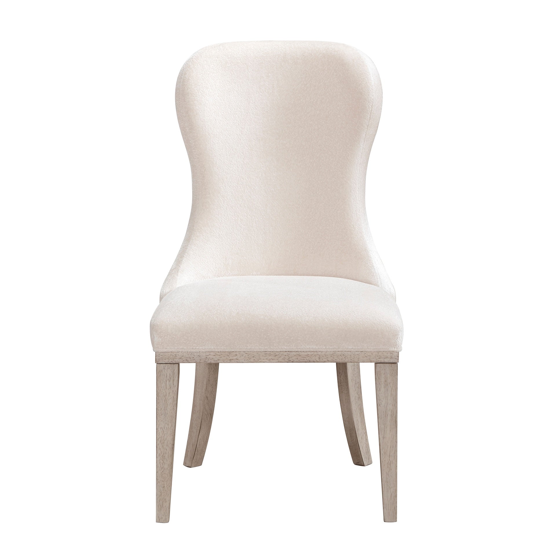 Traditional Elegance Side Chairs Set of 2 Dining Furniture Ivory Fabric Upholstery Durable Cushion Seat Back Classic Design Comfort