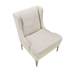 Modern Luxury Taupe Chenille Upholstery Wingback Accent Chair 1pc Gold Finish Metal Legs Pocket Coils Diamond Stitched Furniture