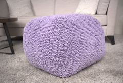 Spongy Microfiber Square Pouf, Lavender