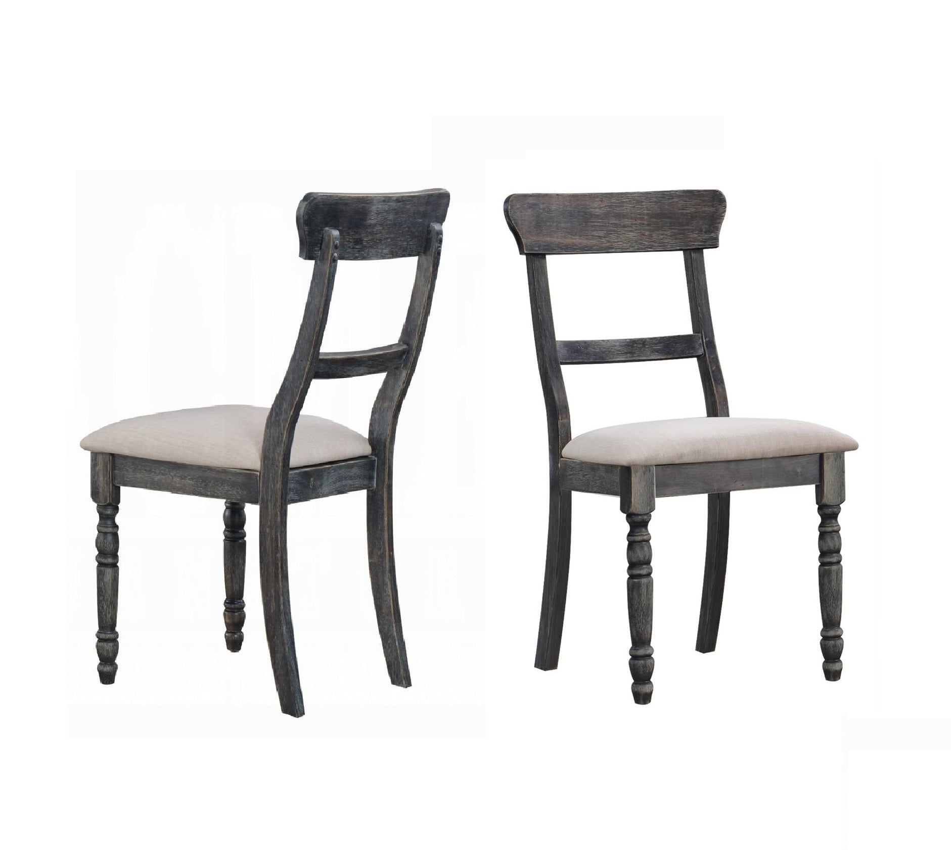Rustic Style Gray Finish Dining Side Chairs Set of 2pcs Light Brown Upholstered Seat Wooden Dining Furniture