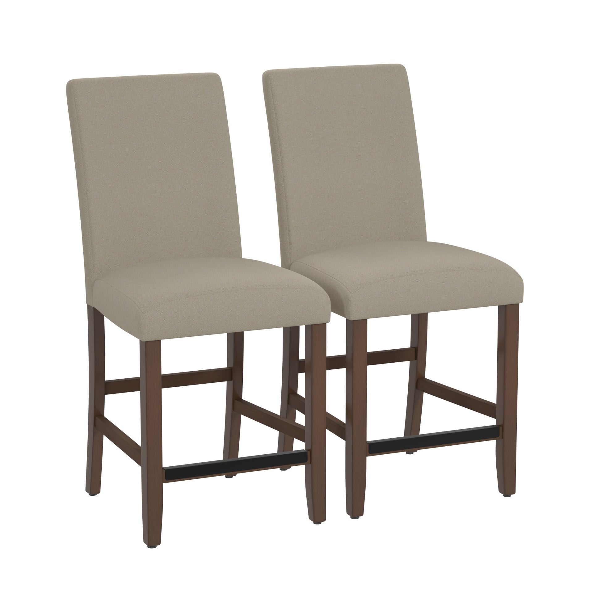 Brown Upholstered Barstools, Set of 2