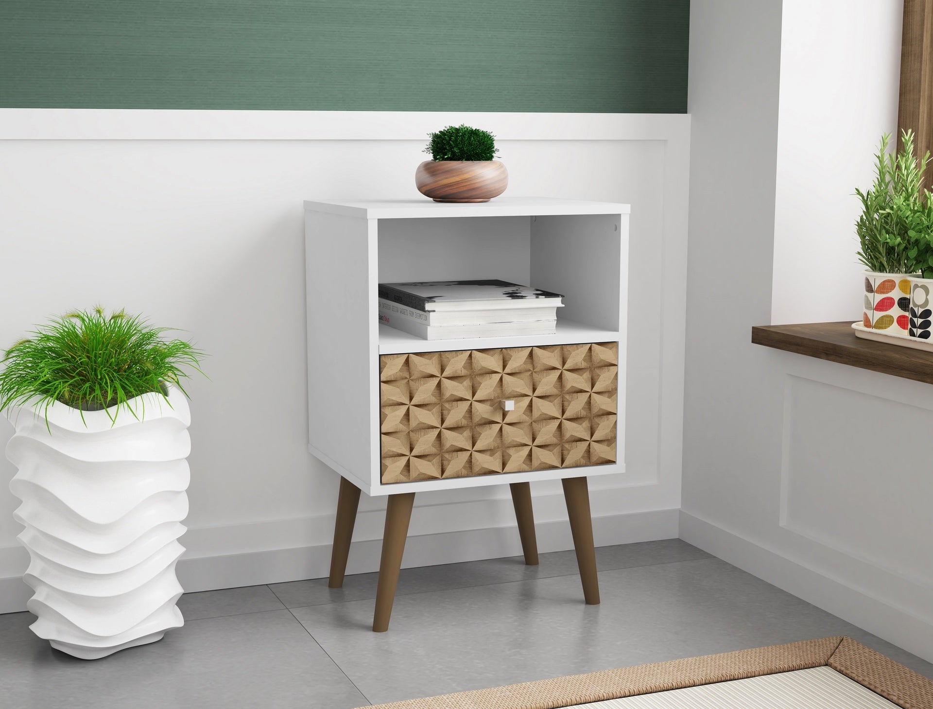 Nightstand in Natural and White