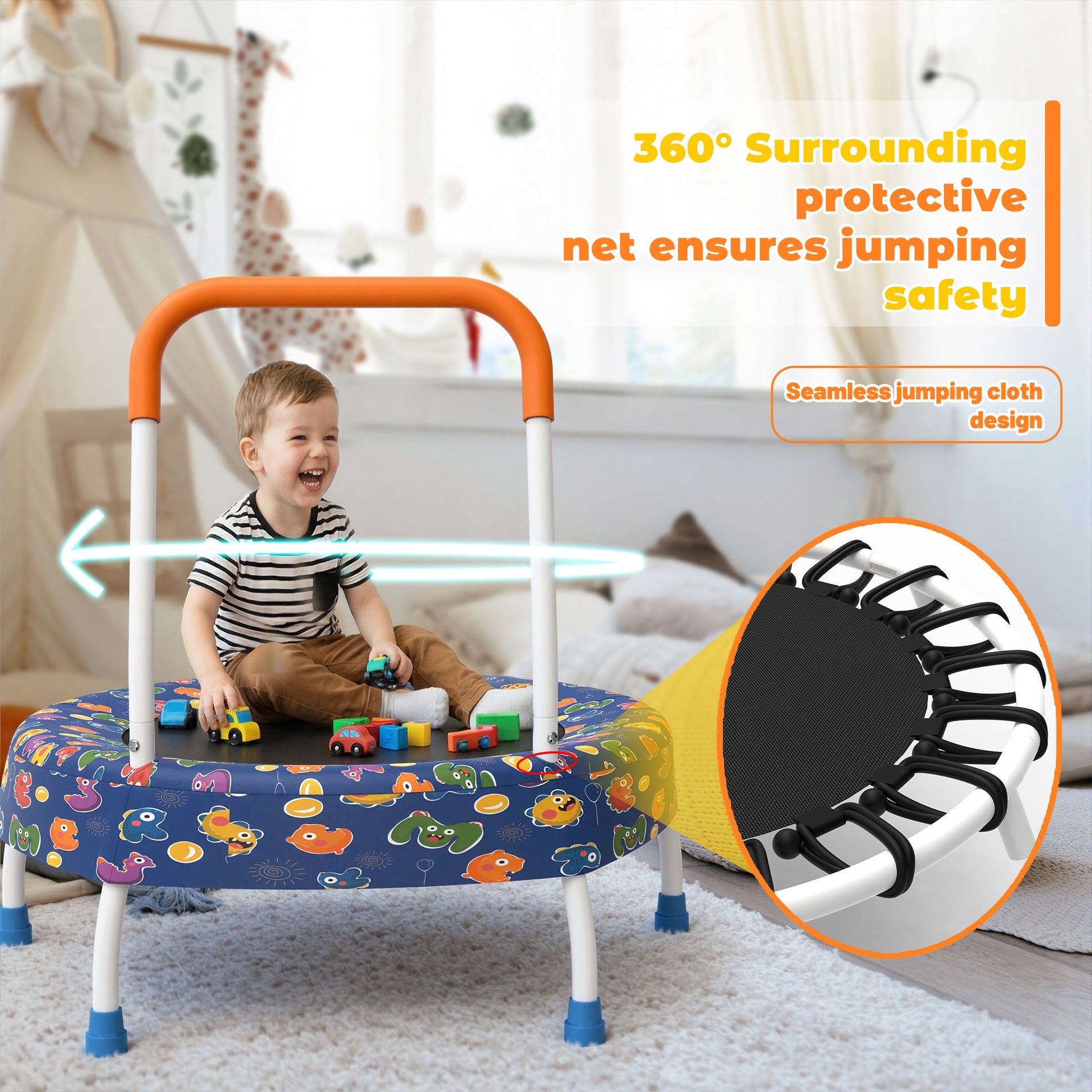 28inch Toddler Trampoline for Kids 1 Year Plus with Handle, Baby Gifts for Boys and Girls, Indoor and Outdoor