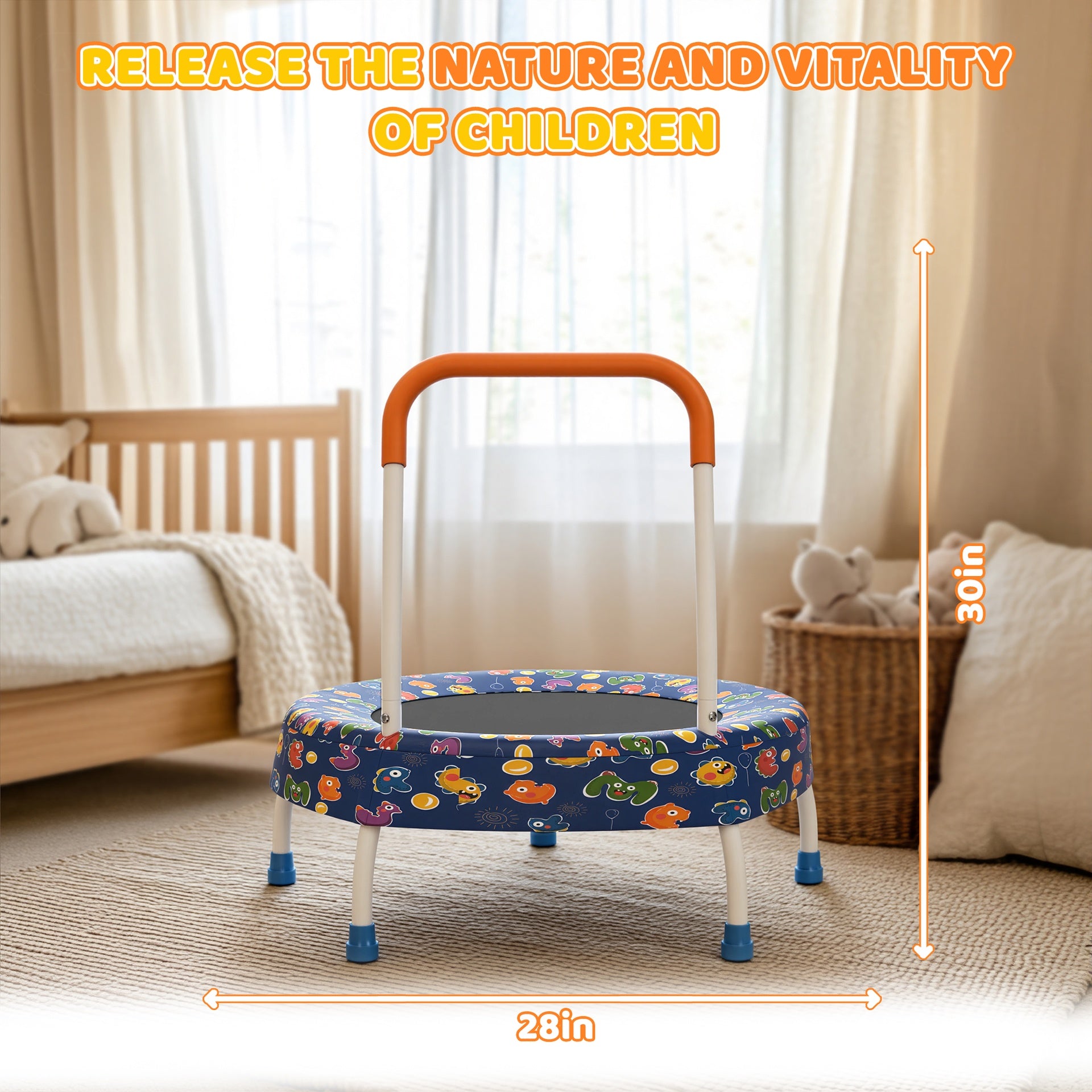 28inch Toddler Trampoline for Kids 1 Year Plus with Handle, Baby Gifts for Boys and Girls, Indoor and Outdoor