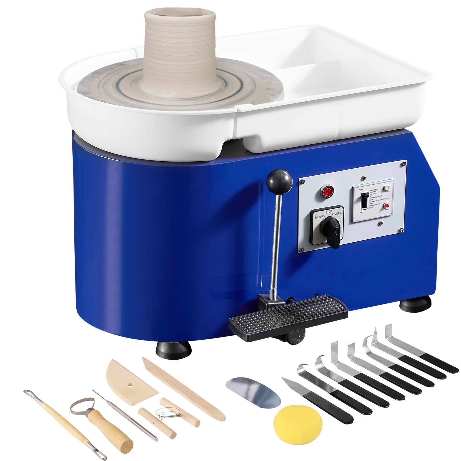 Pottery Wheel for Adults and Beginners, 350W, 11in Clay Wheel Forming Machine, Adjustable 0-300RPM Speed Handle and Pedal Control, ABS Detachable Basin, Accessory Kit for Craft DIY, Blue Updated