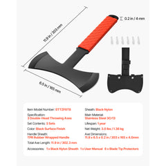 Throwing Axes and Tomahawks 3 Pack 11.9 inch Double Bit Axe Throwing Hatchet Set