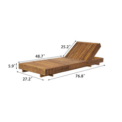 LOUNGE CHAISE SET, ACACIA SOLID WOOD WITH  LOUNGE CUSHION (Cream) - Matching Dark Grey Version Available