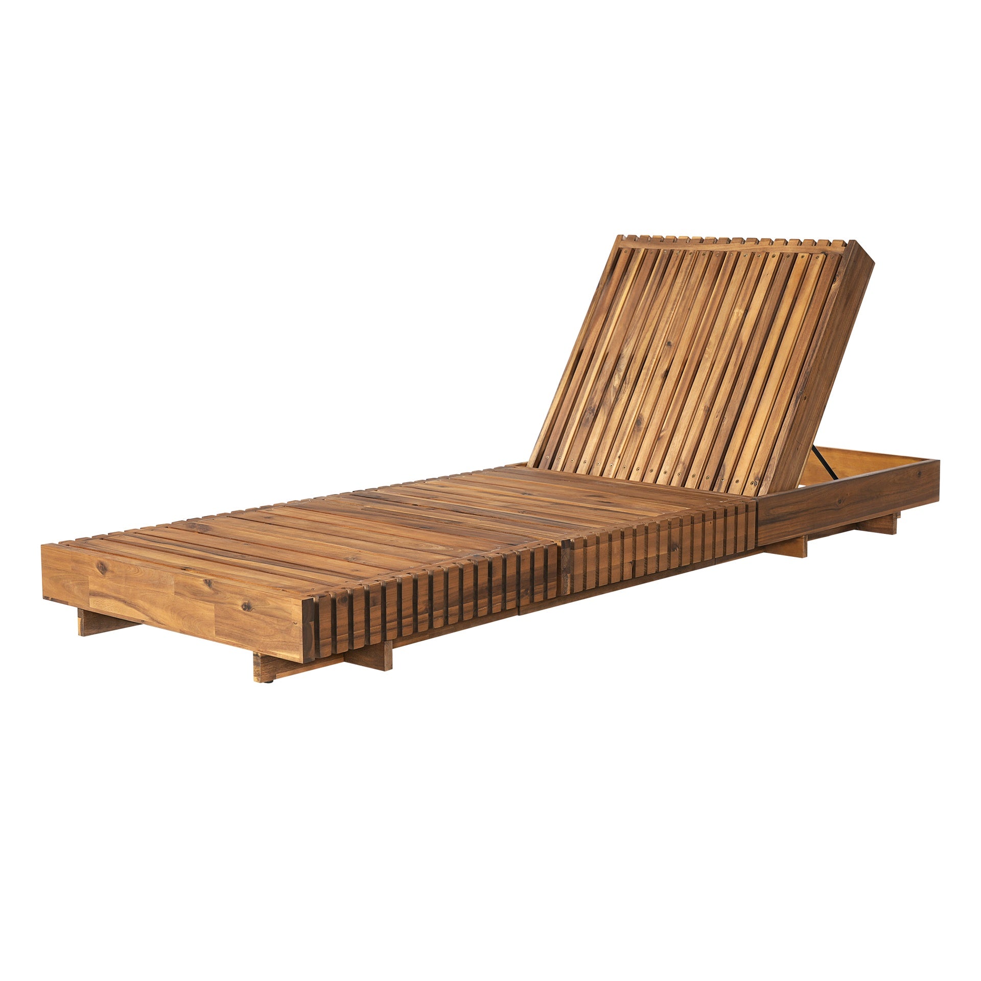 LOUNGE CHAISE SET, ACACIA SOLID WOOD WITH  LOUNGE CUSHION (Cream) - Matching Dark Grey Version Available