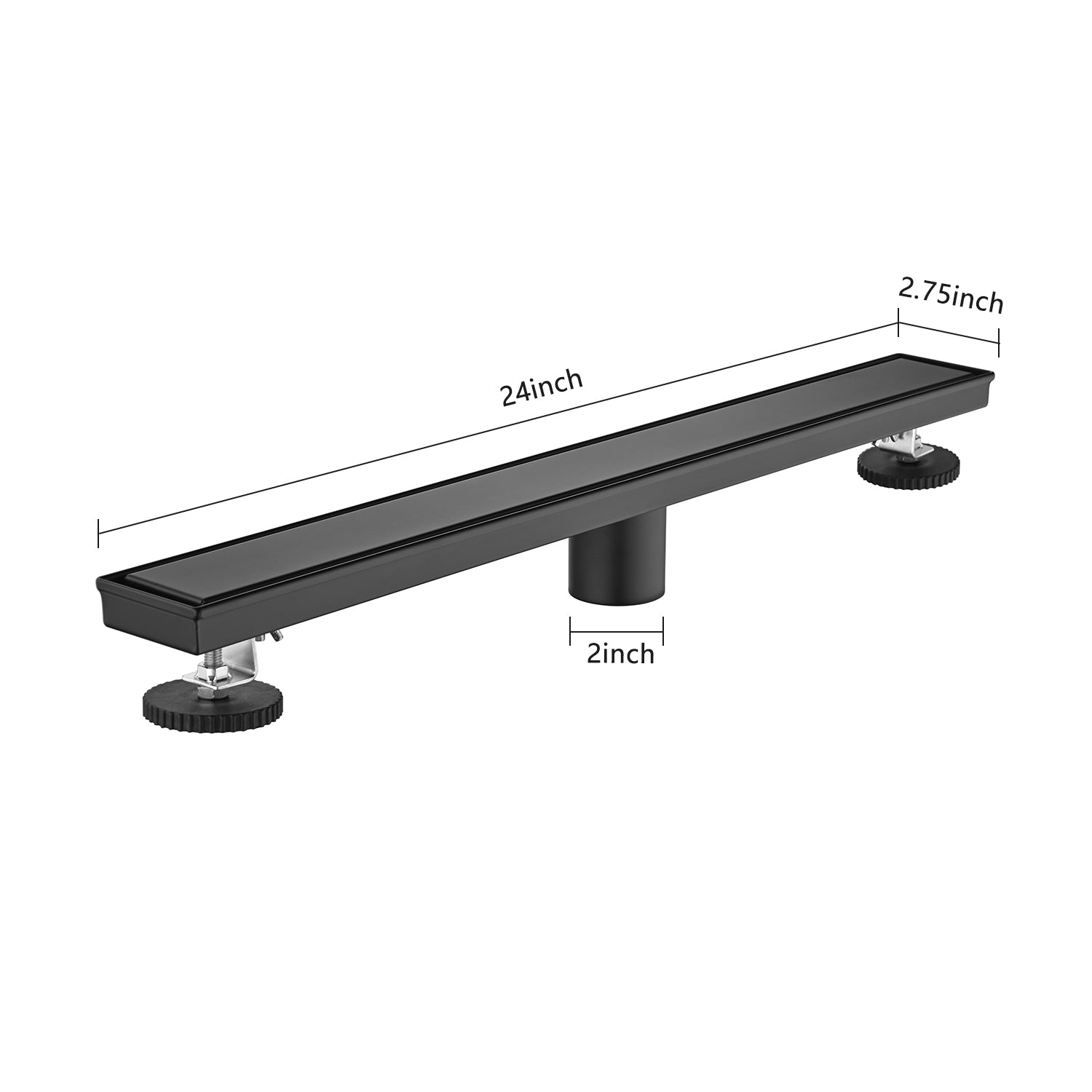 24 Inches Linear Shower Drain, Included Hair Strainer and Leveling Feet