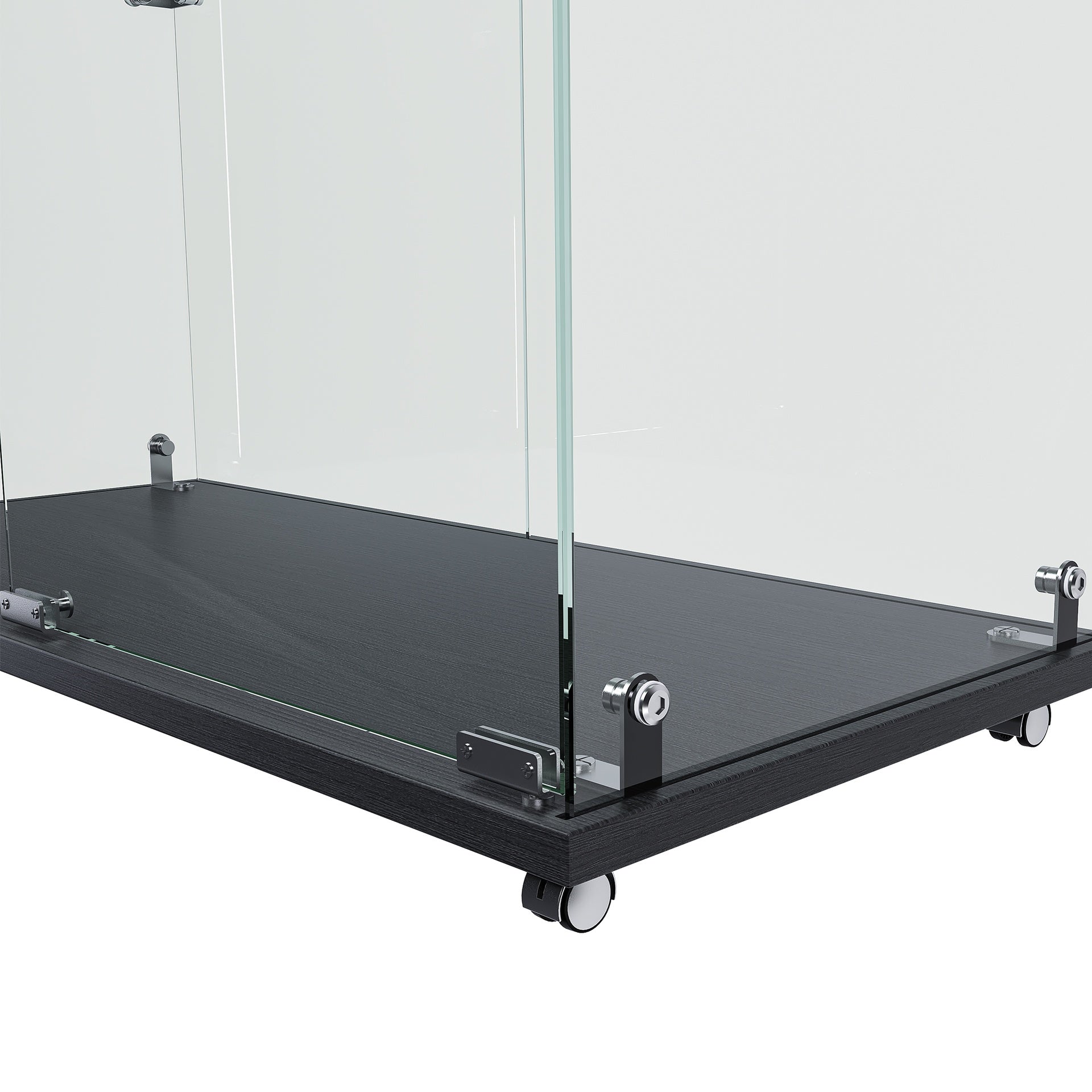 4-Tier Glass Display Cabinet with 5 Dynamic LED Modes, Double Doors & Fixed Shelves for Easy Access, Floor Standing Showcase for Home Office or Store Display