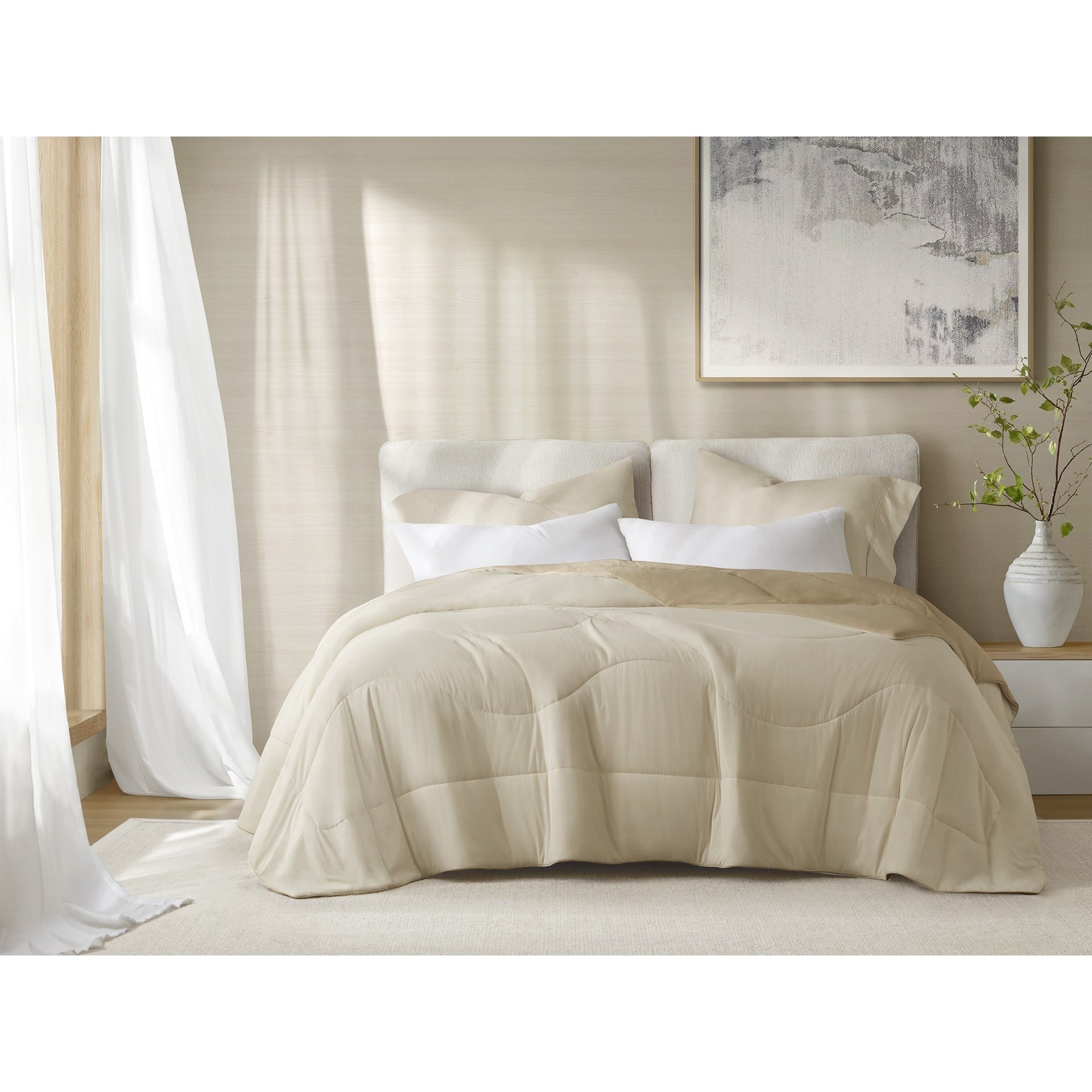 1-Piece King/Cal King Reversible Tencel Comforter Blanket,Linen