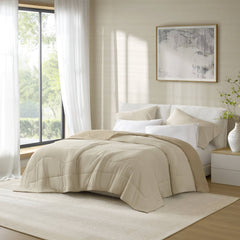 1-Piece King/Cal King Reversible Tencel Comforter Blanket,Linen