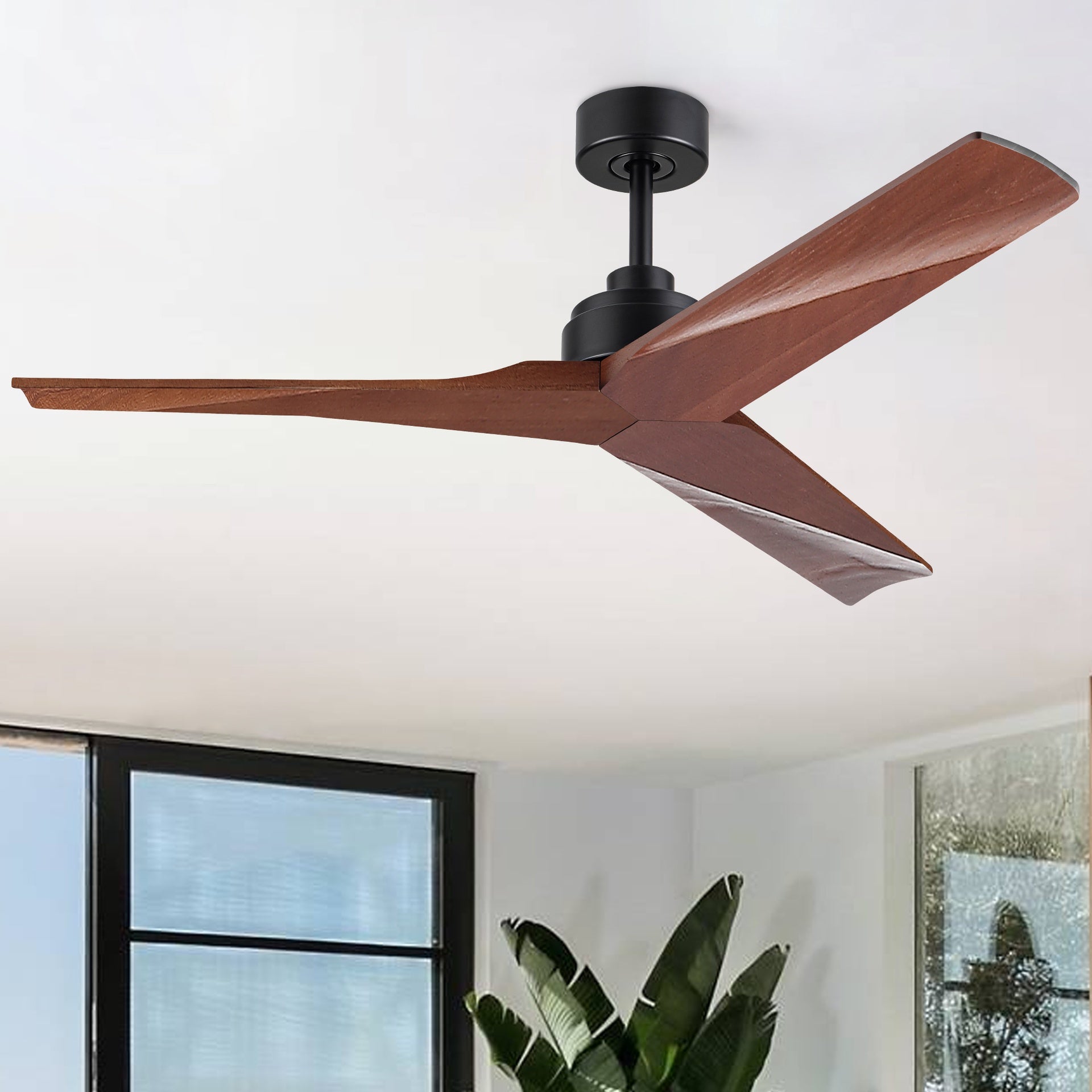 52"  Lowe Profile Black Ceiling Fan without Light