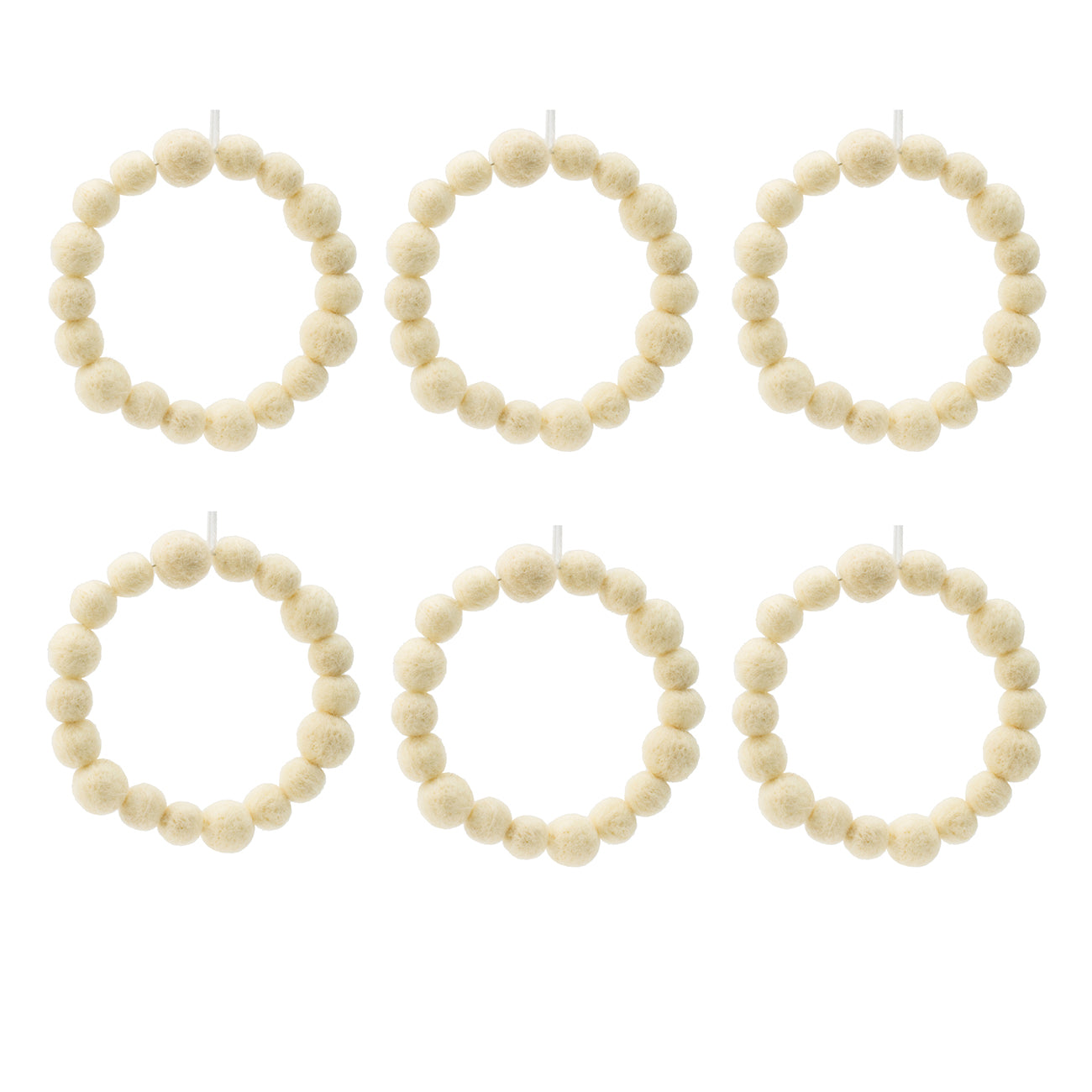 6.7" Cream Ball Wreath, Christmas Tree Ornaments for Holiday Party Decorations, Set of 6