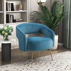 Modern Dark Teal Soft Velvet Accent Chair Plush Foam Comfort Upholstery Gold Finish Legs Luxurious Living Room Furniture 1pc