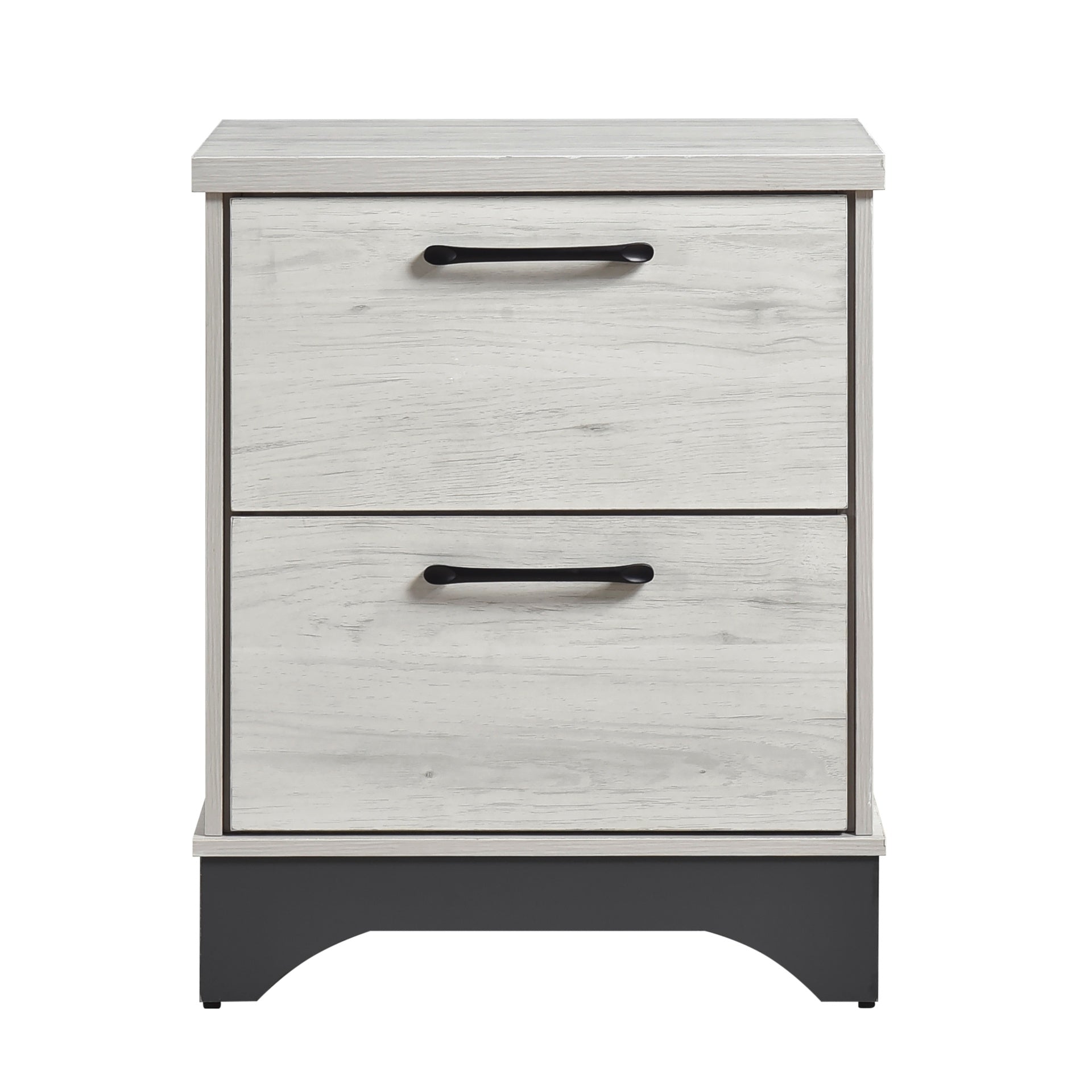 Contemporary Two-Tone White Oak and Gray Finish 2-Drawer Nightstand Bedroom Furniture 1pc