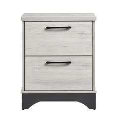 Contemporary Two-Tone White Oak and Gray Finish 2-Drawer Nightstand Bedroom Furniture 1pc