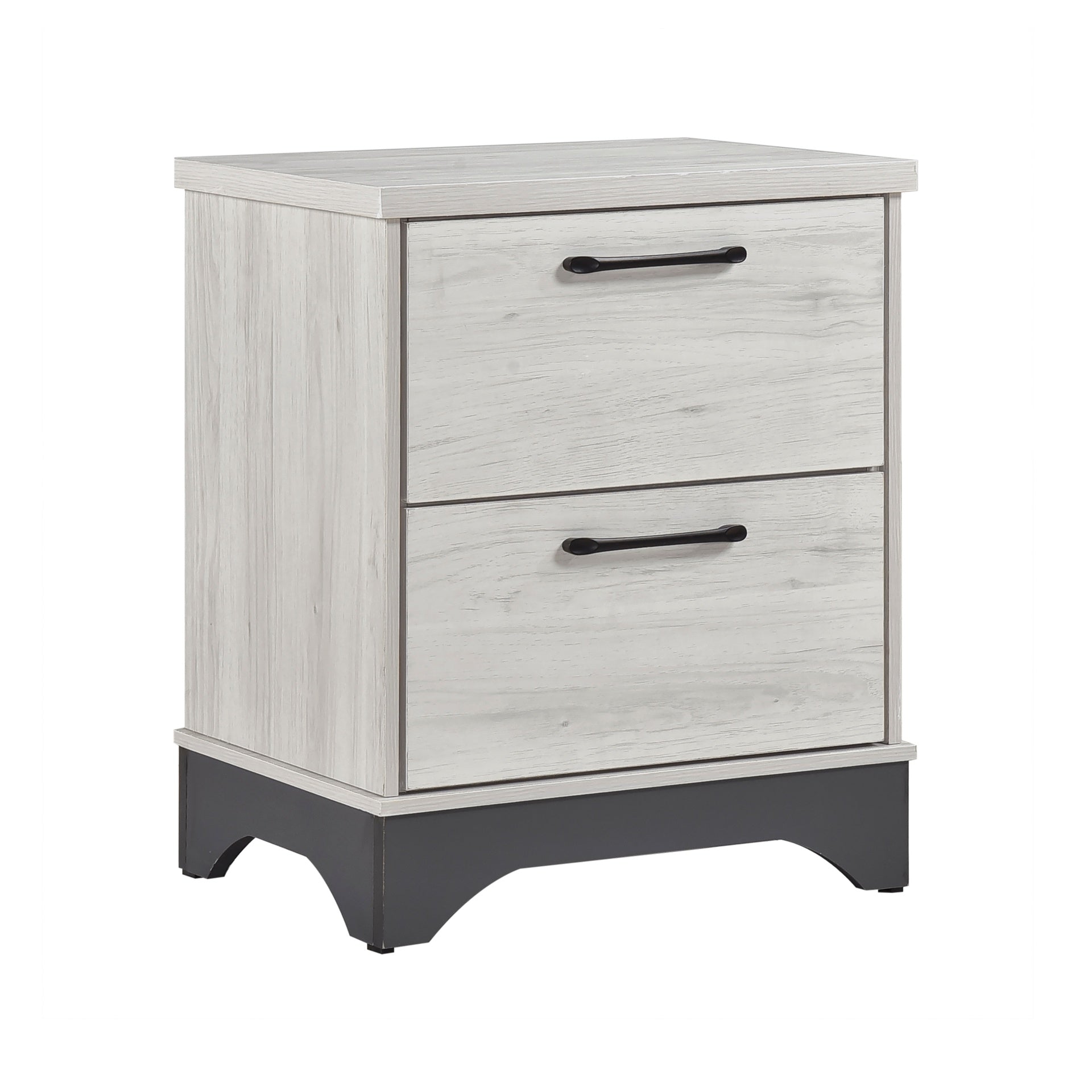 Contemporary Two-Tone White Oak and Gray Finish 2-Drawer Nightstand Bedroom Furniture 1pc