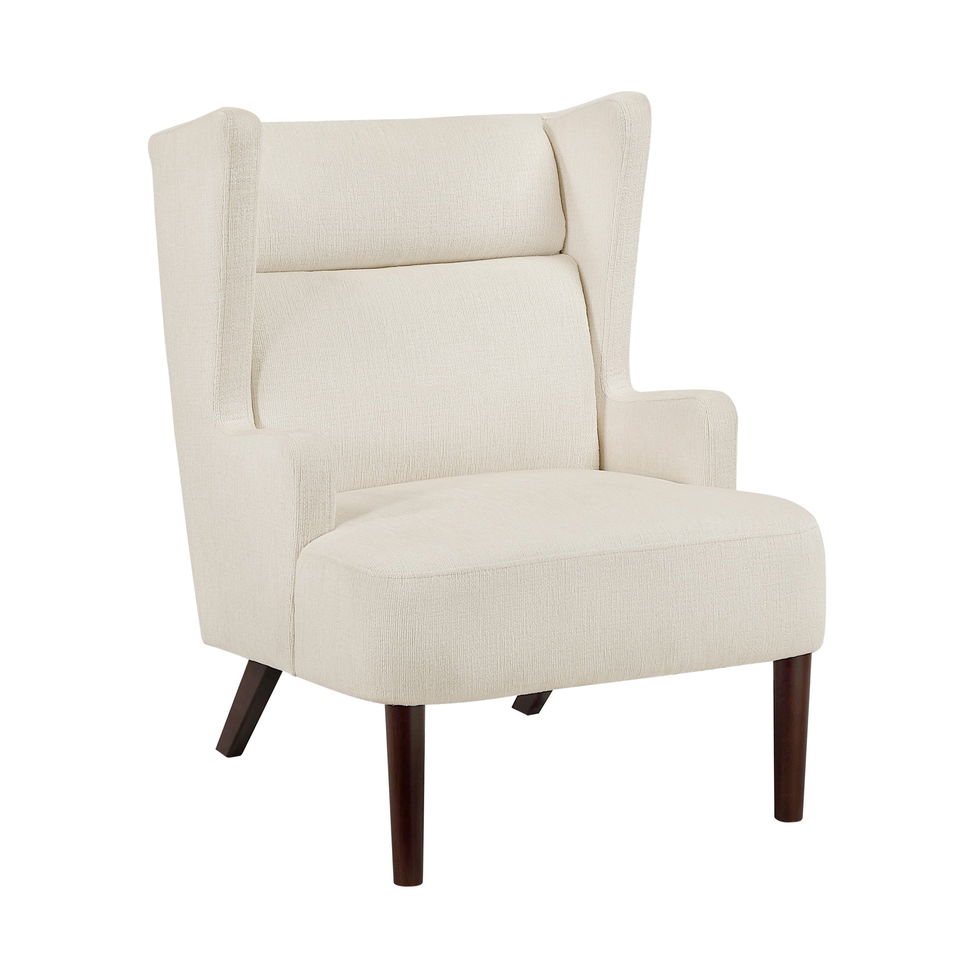 Contemporary Beige Wingback Accent Chair Chenille Upholstery Plywood Frame Living Room Furniture 1pc