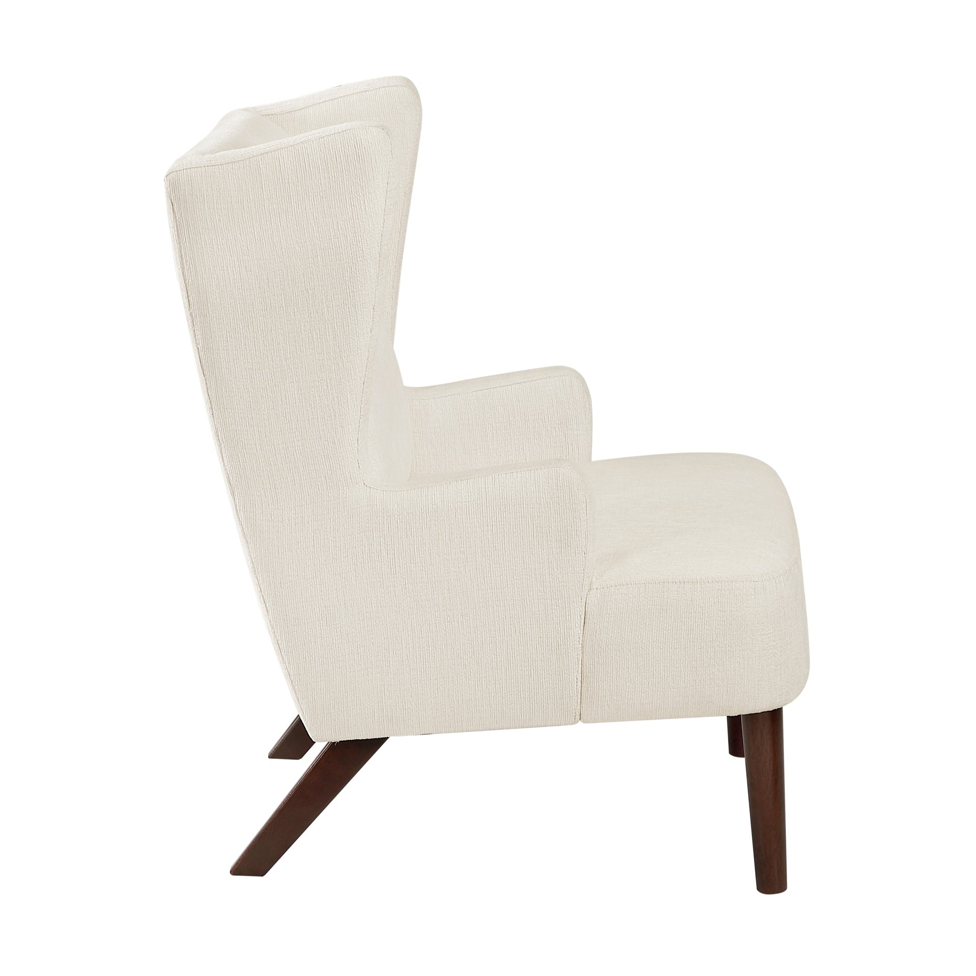 Contemporary Beige Wingback Accent Chair Chenille Upholstery Plywood Frame Living Room Furniture 1pc