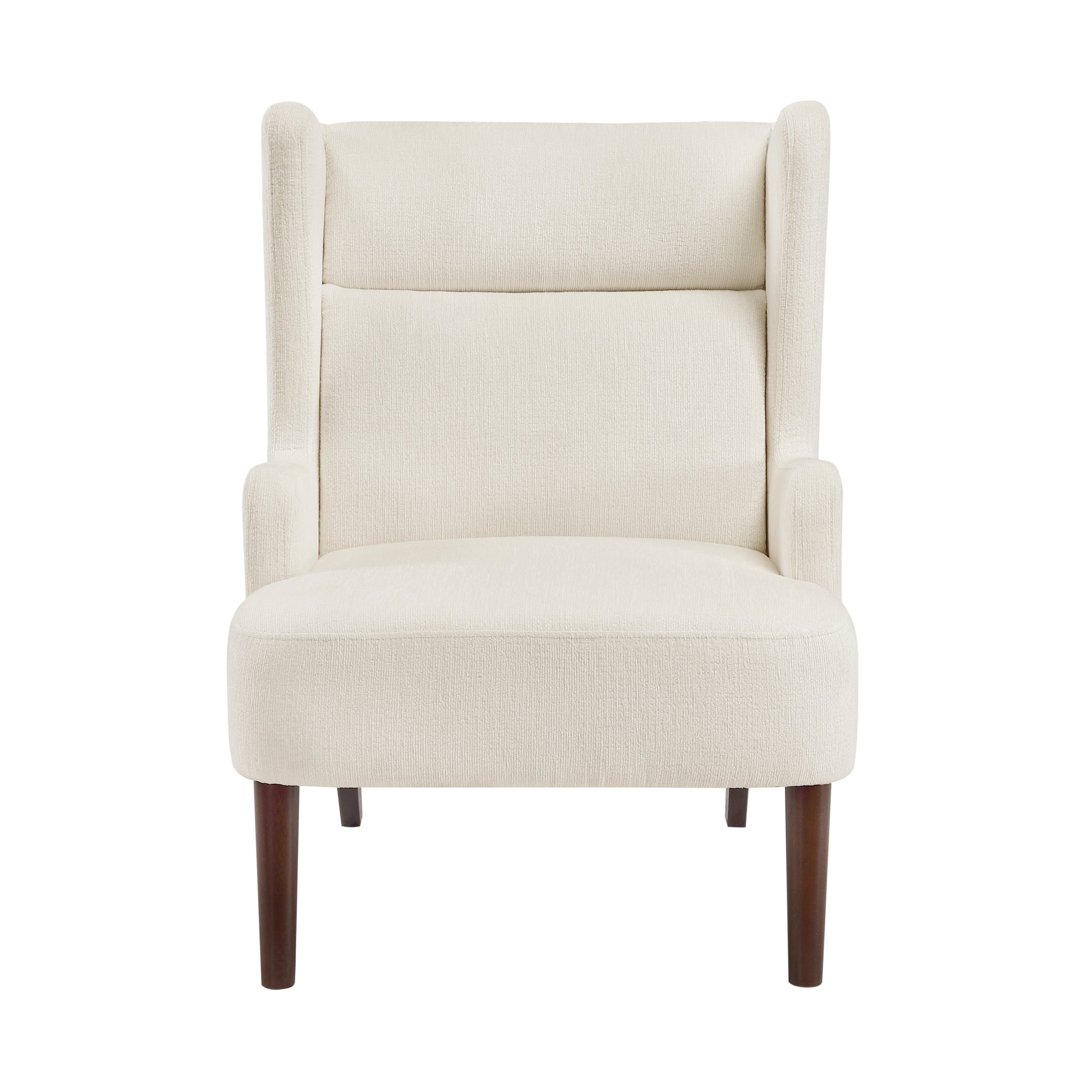 Contemporary Beige Wingback Accent Chair Chenille Upholstery Plywood Frame Living Room Furniture 1pc