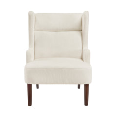 Contemporary Beige Wingback Accent Chair Chenille Upholstery Plywood Frame Living Room Furniture 1pc