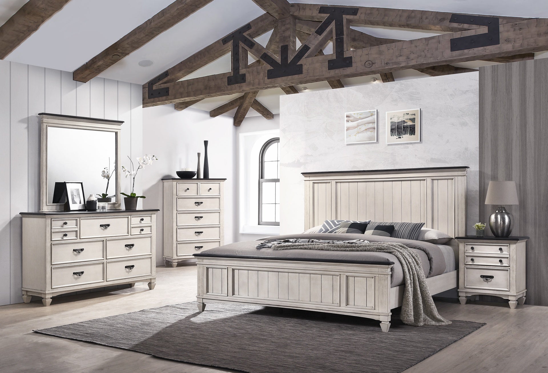 Beautiful Two-Tone Finish 1-Pc Nightstand End Table Two Storage Drawers Bedroom Furniture