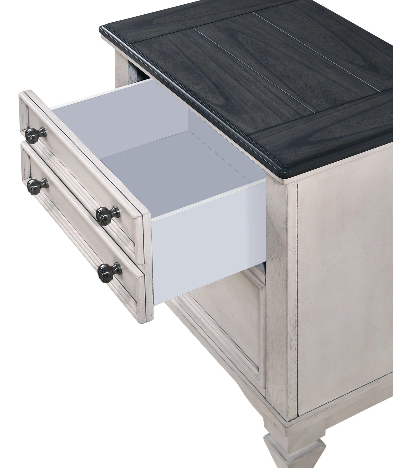 Beautiful Two-Tone Finish 1-Pc Nightstand End Table Two Storage Drawers Bedroom Furniture