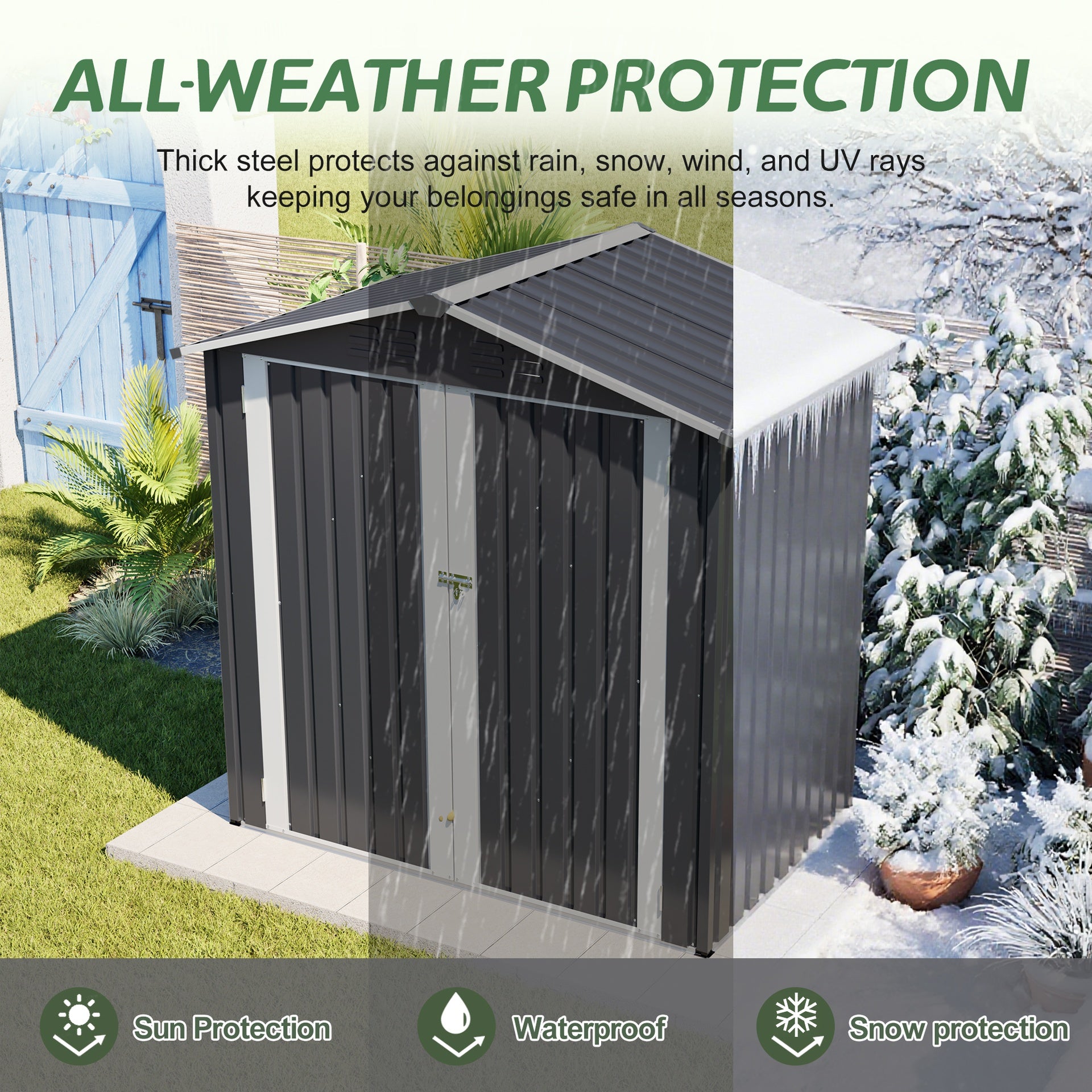Metal Outdoor Storage Shed 6 x 4 FT Metal Shed with Lockable Door,Waterproof Garden Tool Shed Storage House for Backyard Patio Lawn,Gray