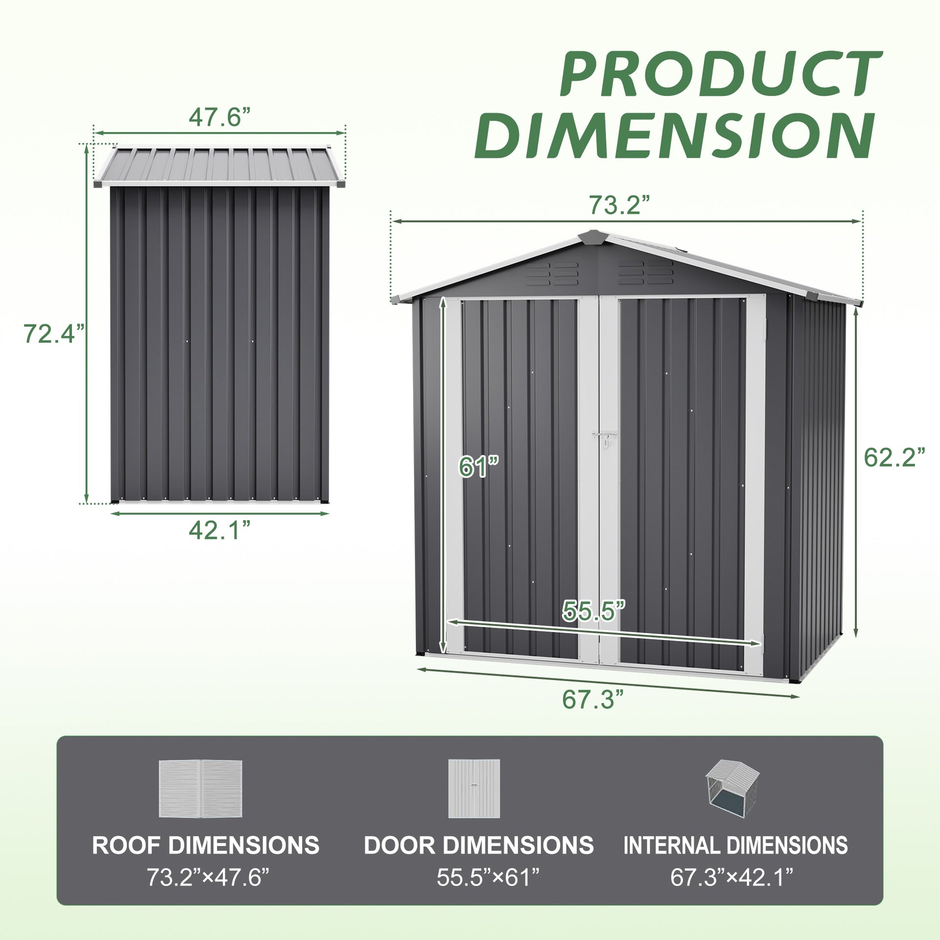 Metal Outdoor Storage Shed 6 x 4 FT Metal Shed with Lockable Door,Waterproof Garden Tool Shed Storage House for Backyard Patio Lawn,Gray