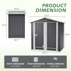 Metal Outdoor Storage Shed 6 x 4 FT Metal Shed with Lockable Door,Waterproof Garden Tool Shed Storage House for Backyard Patio Lawn,Gray