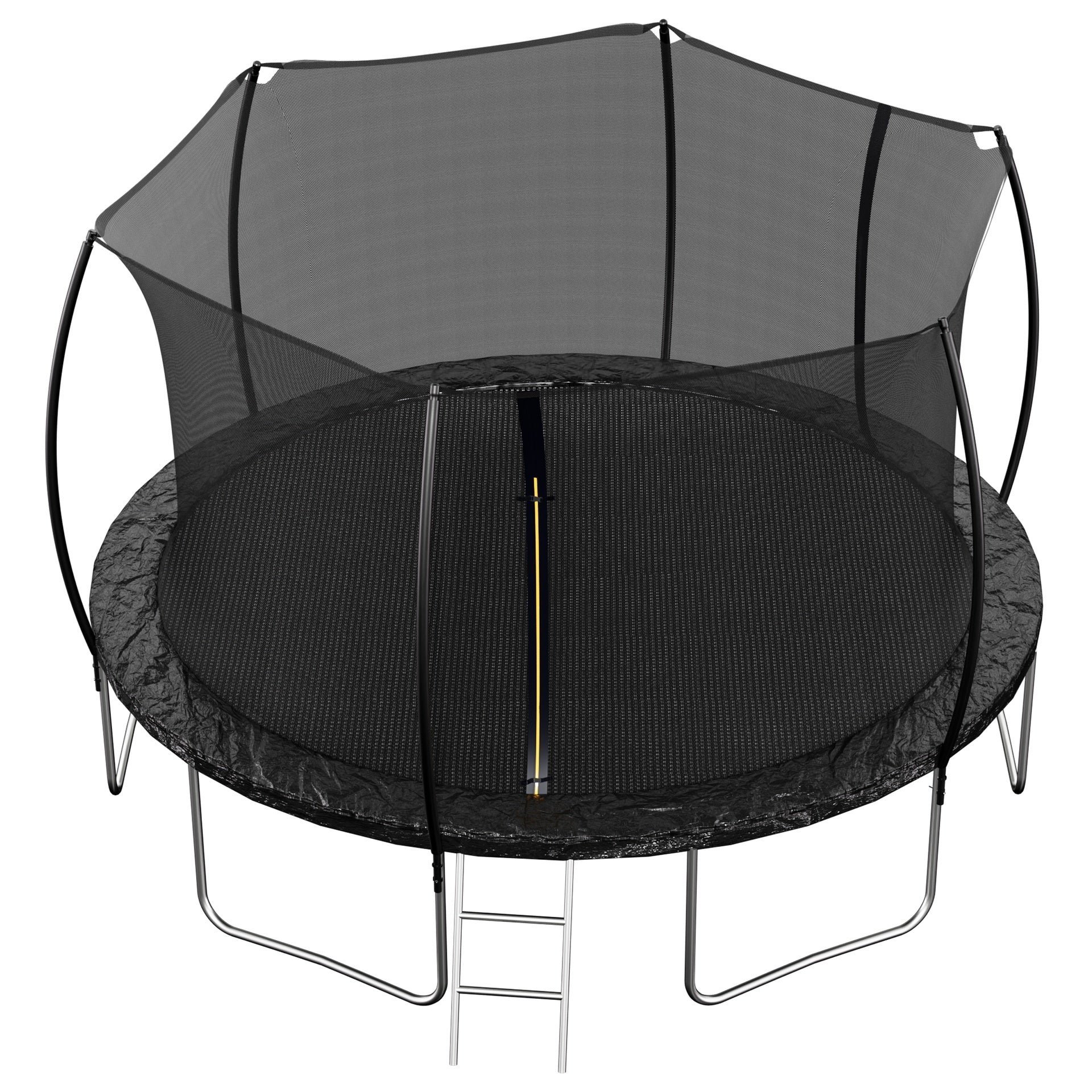 14FT Trampoline (Double-side color pad) ,  Trampoline for Kids and Adults with Enclosure Net and Ladder,Curved fence pole