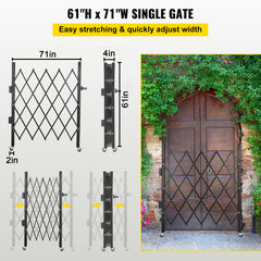 Single Folding Security Gate, 5 H x 5-1/2 W Folding Door Gate, Steel Accordion Security Gate, Flexible Expanding Security Gate, 360° Rolling Barricade Gate, Scissor Gate/Door with Padlock