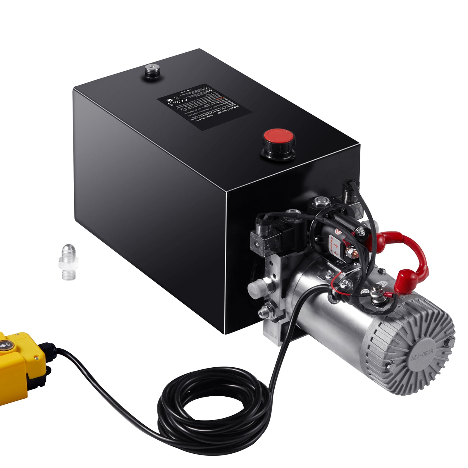 Hydraulic Pump, 15 Quart Hydraulic Power Unit, Double Acting Dump Trailer Pump, 0.91 GPM Flow Rate, 3200 PSI Max Relief Pressure, DC 12V Hydraulic Pump for Dump Trailer Car Lifting
