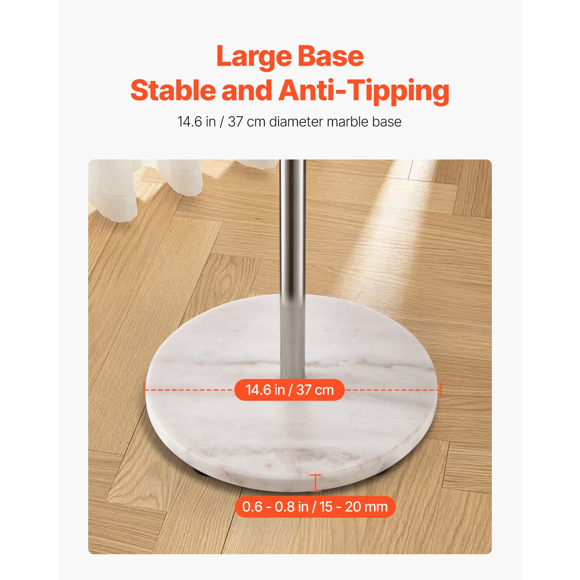 Coat Rack Freestanding Coats Rack Stand with Stable Marble Base & 8 Hooks