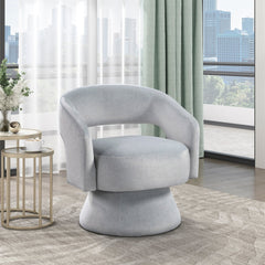 Modern Luxury Swivel Accent Chair 1pc Gray Velvet Upholstery Solid Wood Stylish Home Furniture