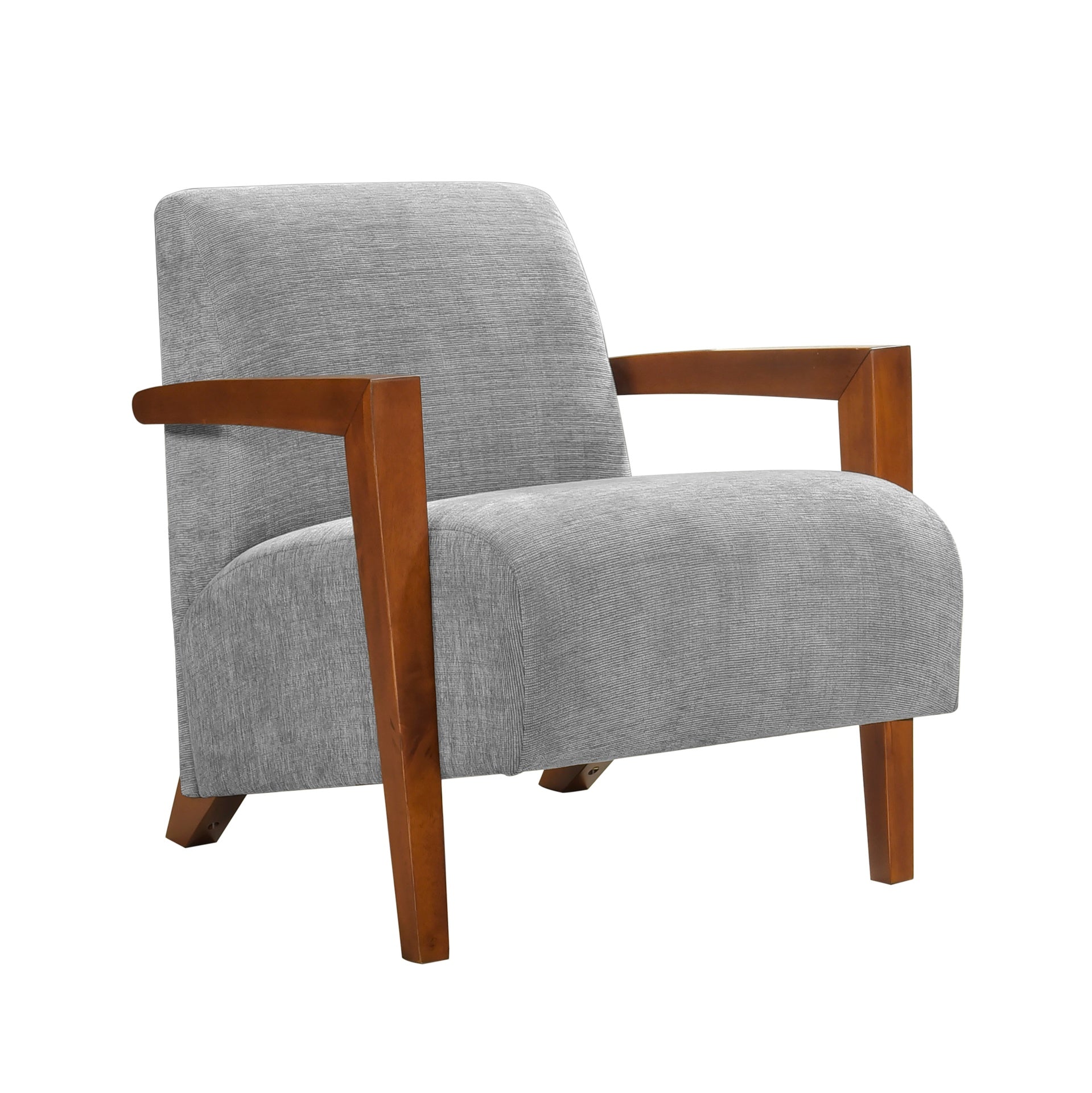 Ultra-Modern Accent Chair Gray Fabric Foam Seat Cushion Solid Wood Luxury Living Room Furniture 1pc