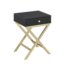 Coleen Black & Brass Finish Accent Table