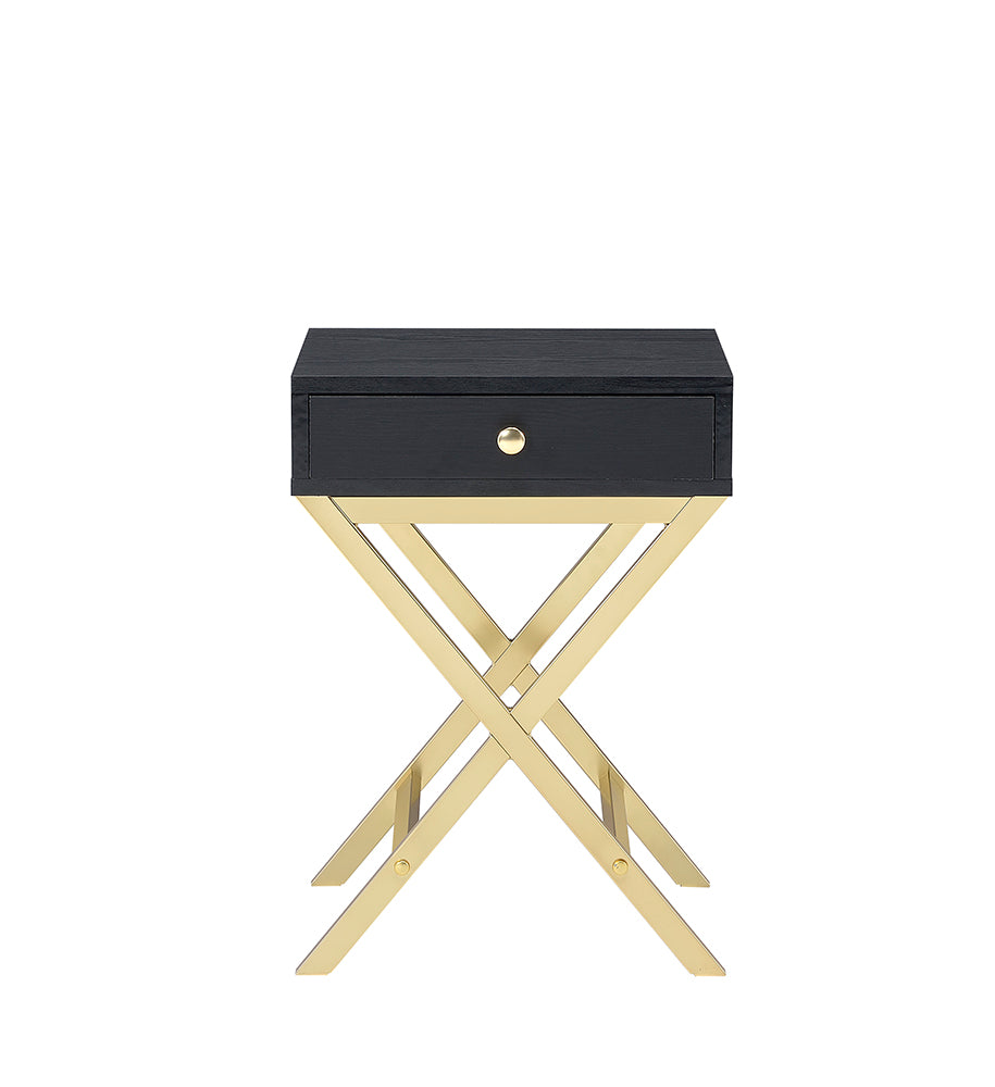 Coleen Black & Brass Finish Accent Table