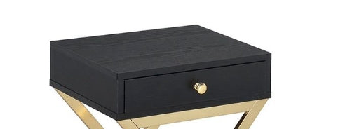 Coleen Black & Brass Finish Accent Table