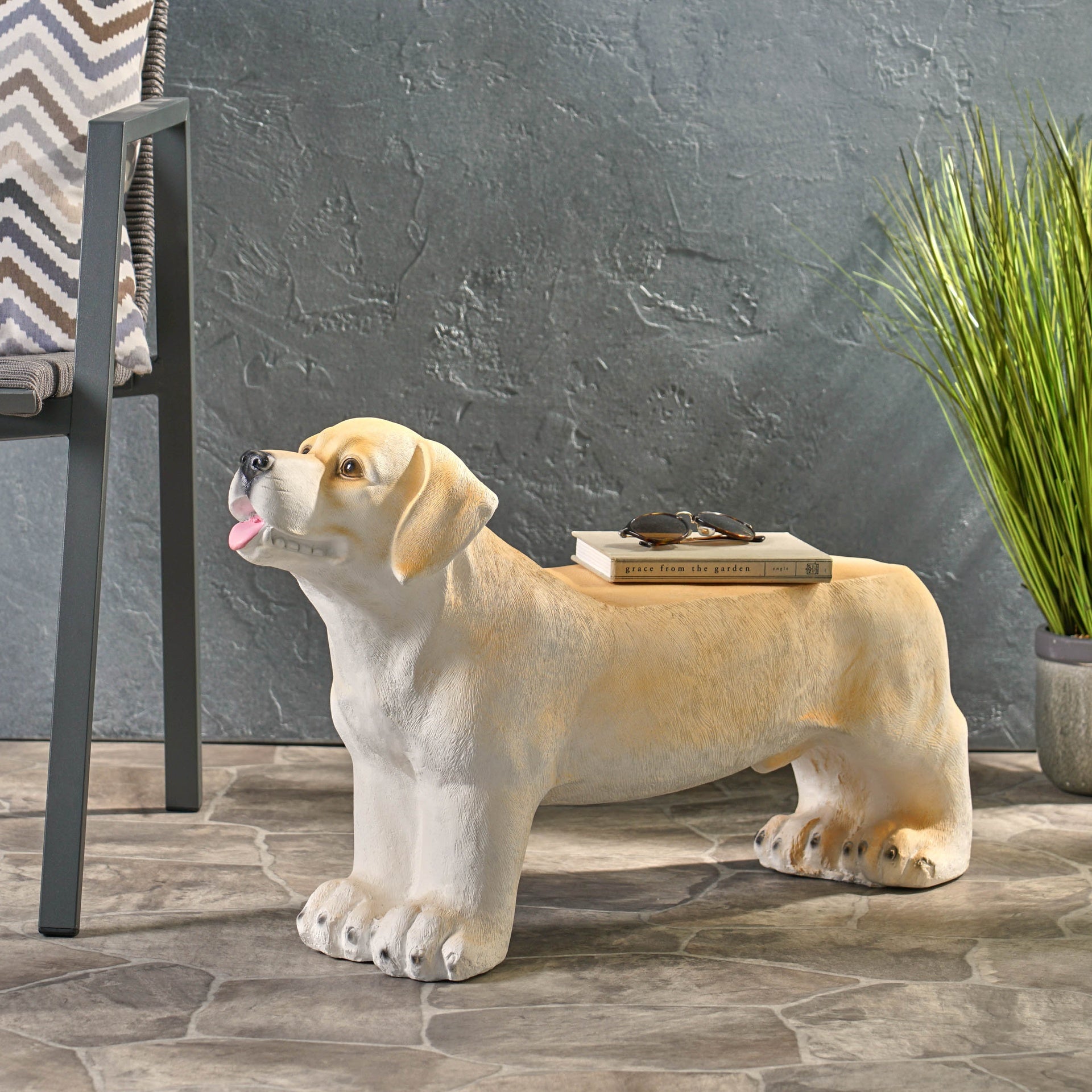 MGO DOG BENCH, Outdoor Bench, Light Brown, No Assembly Required