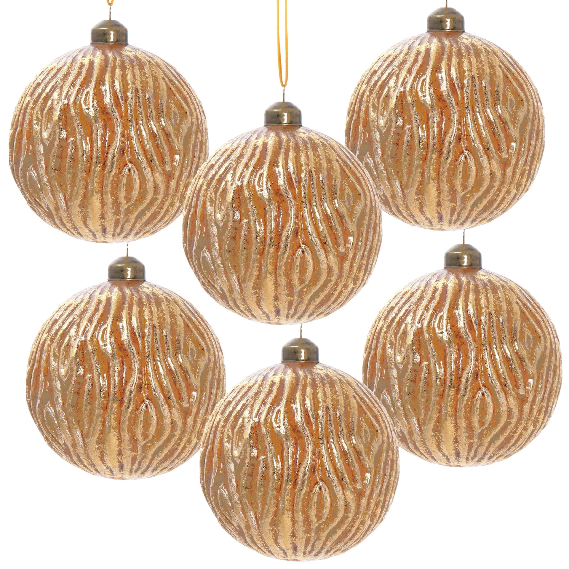 D3.9" Christmas Ball Ornaments, Glass Decorative Hanging Ball Christmas Tree Ornaments for Holiday Party Decorations, Set of 6